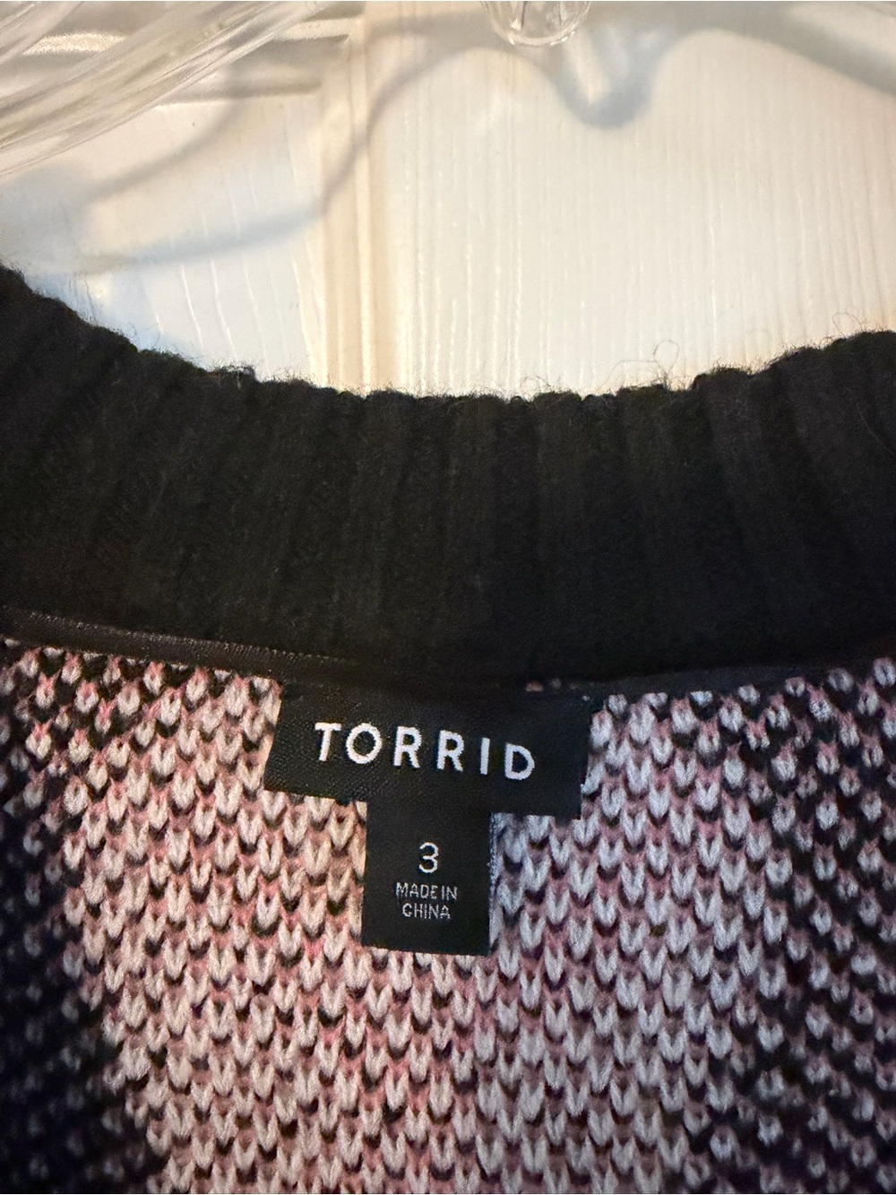 Torrid Black Cardigan with White Heart Pattern and Pink Stitching - Picture 2 of 2